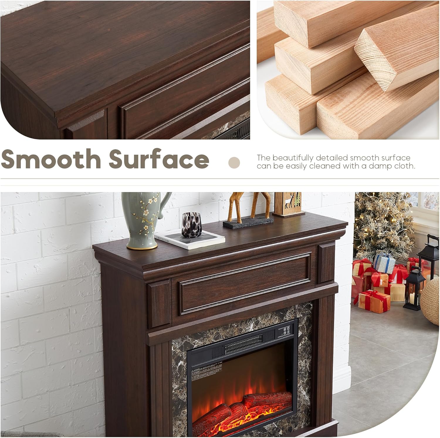 43 Electric Fireplace with Mantel and TV Stand