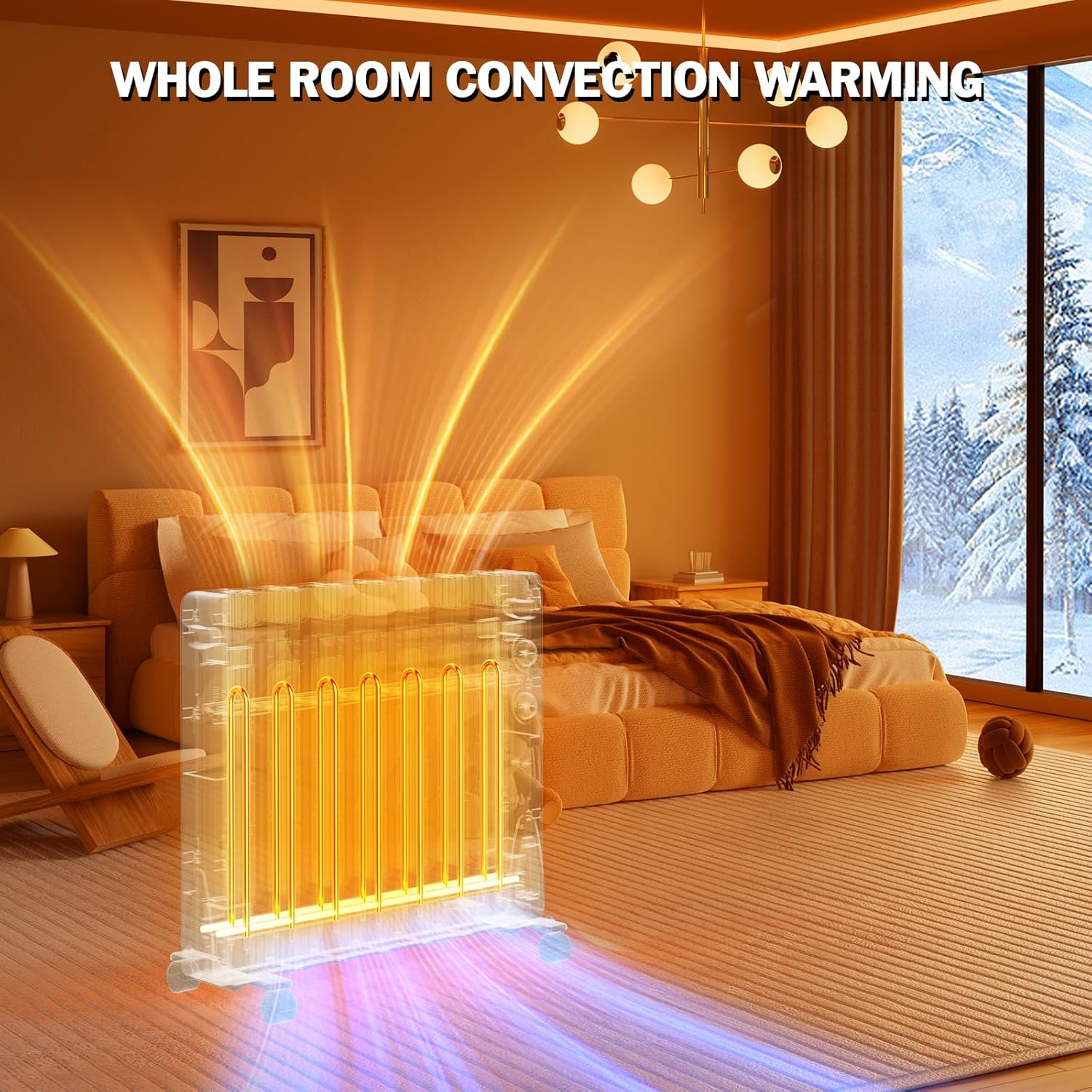 Eueiriup 1500W Electric Wall Heater - Portable Energy Efficient IPX4 Waterproof