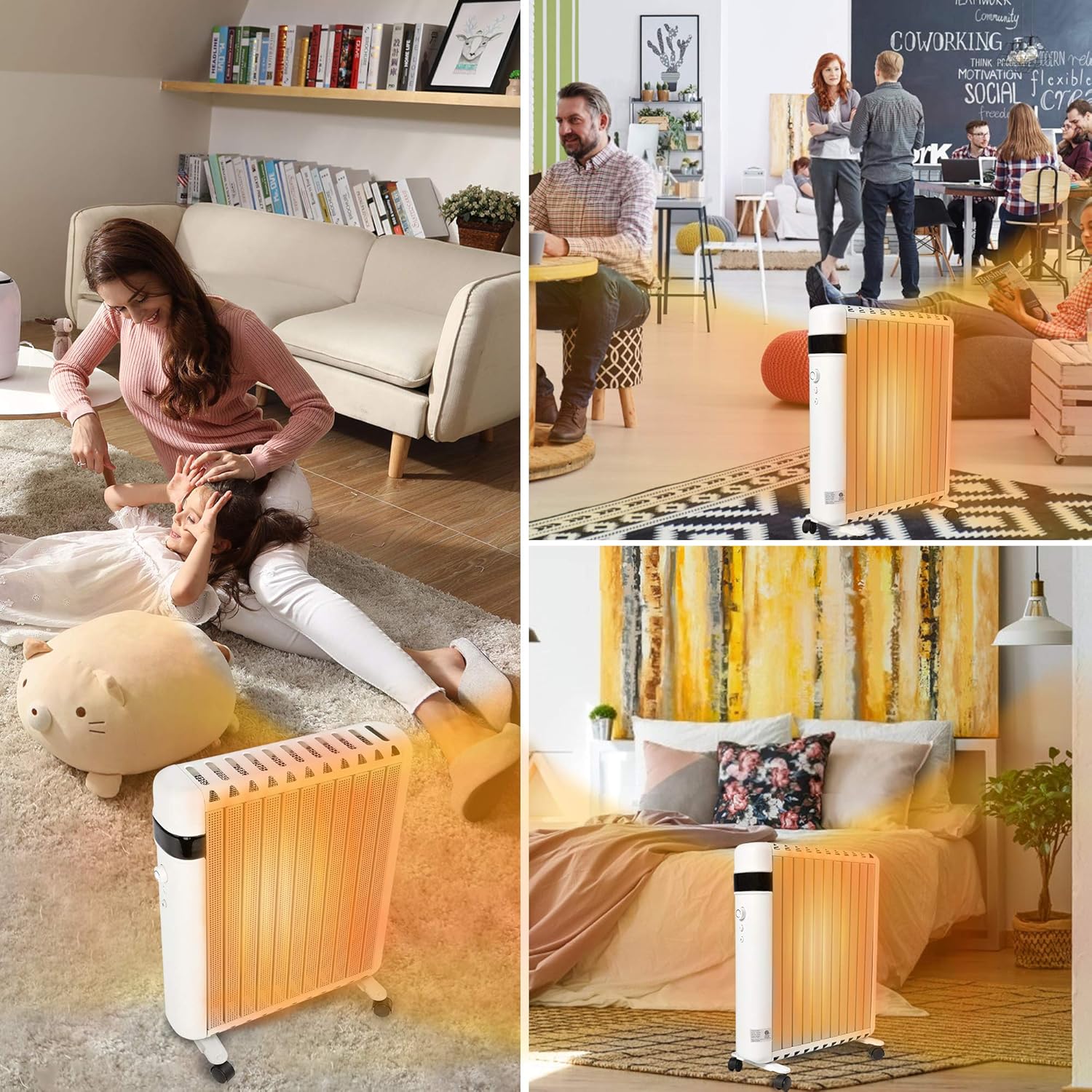 Vilobos 1500W Silent Electric Space Heater with Wheels