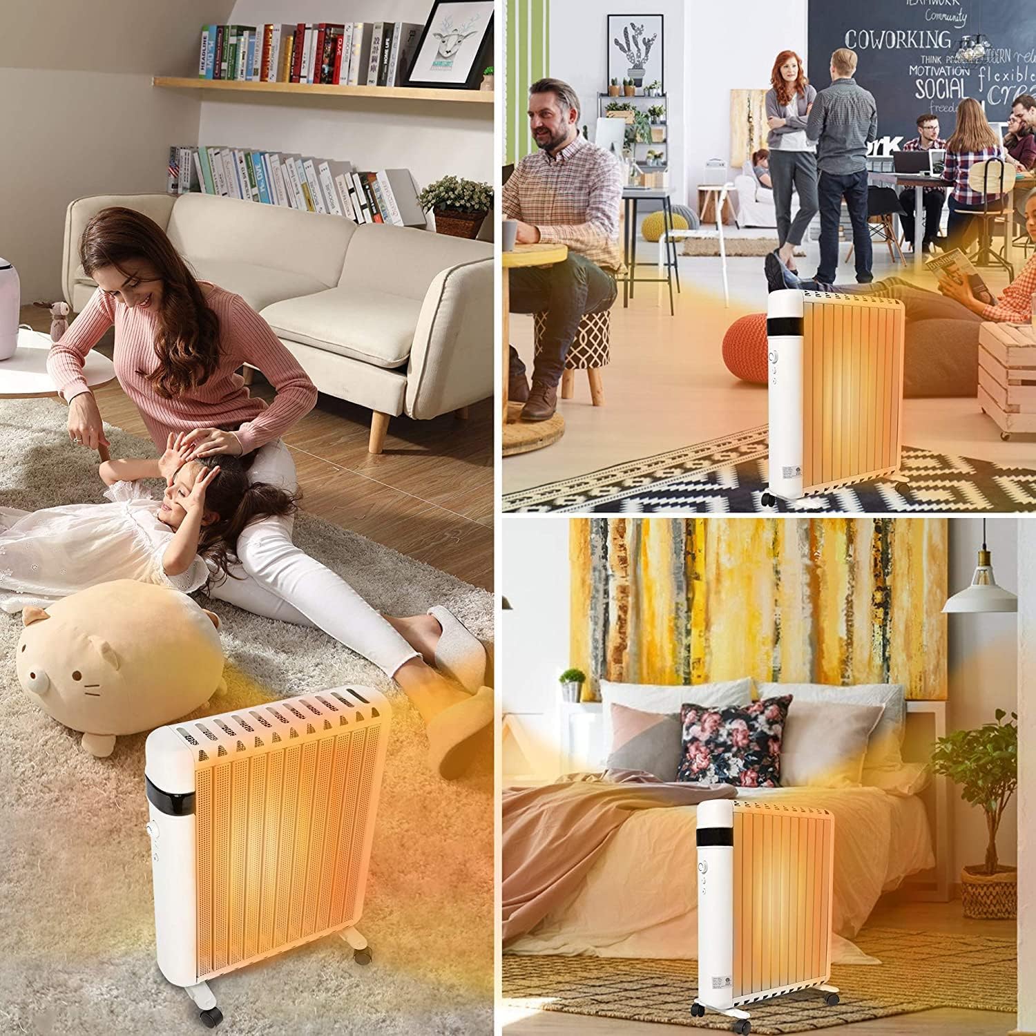 Vilobos 1500W Electric Space Heater with Wheels and Thermostat 1