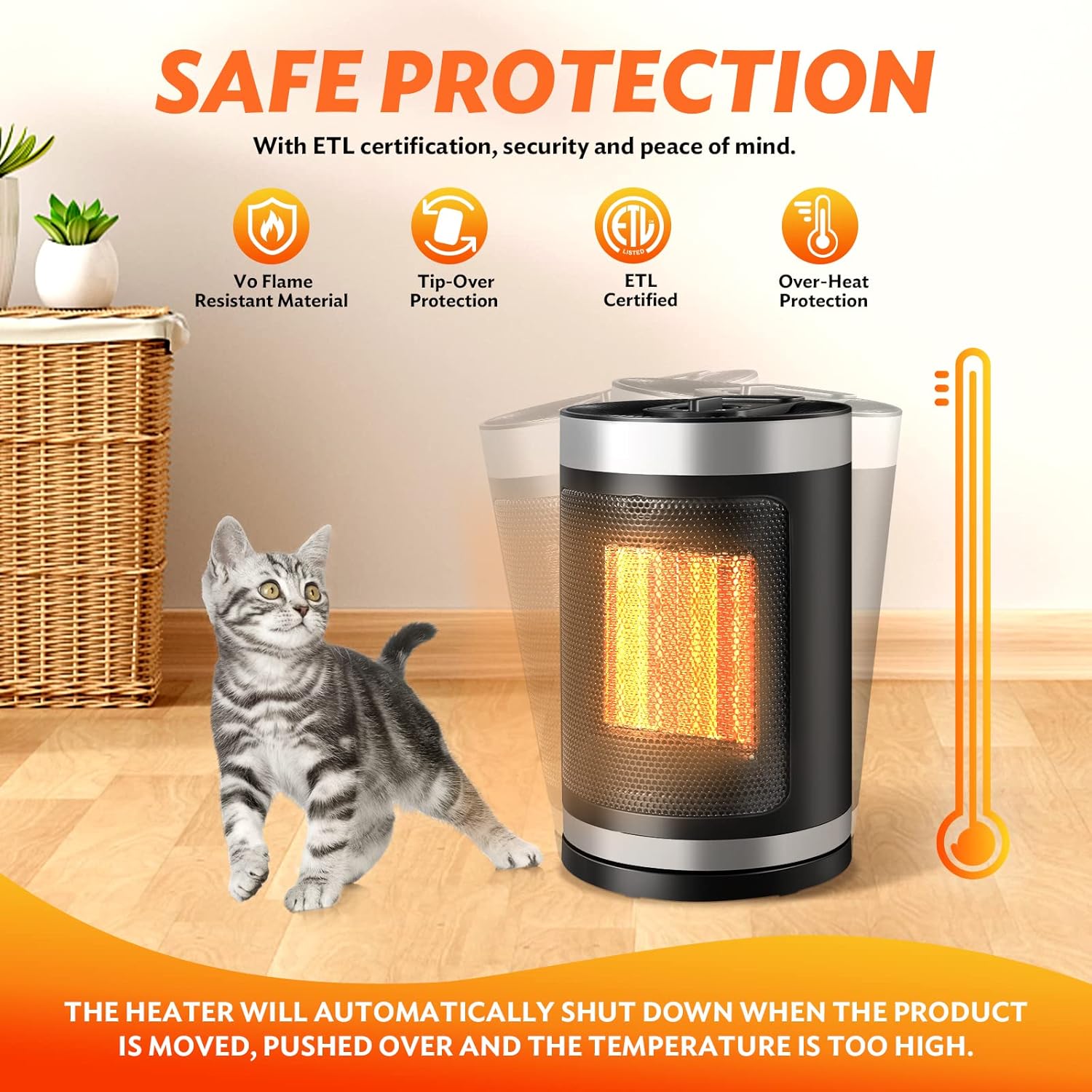 W-Dragon 750W 1500W PTC Ceramic Space Heater with 6 Modes