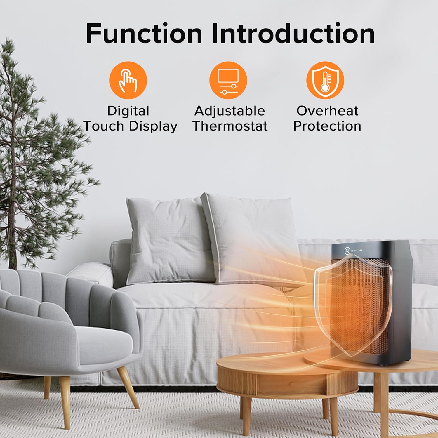 Simple Deluxe Ceramic Space Heater with Digital Touch Display