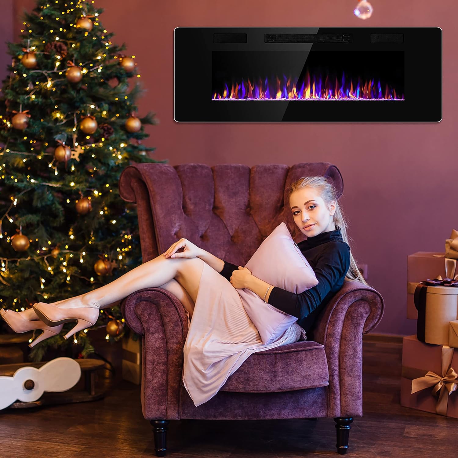 42 Inch Electric Fireplace with Timer and Remote Control