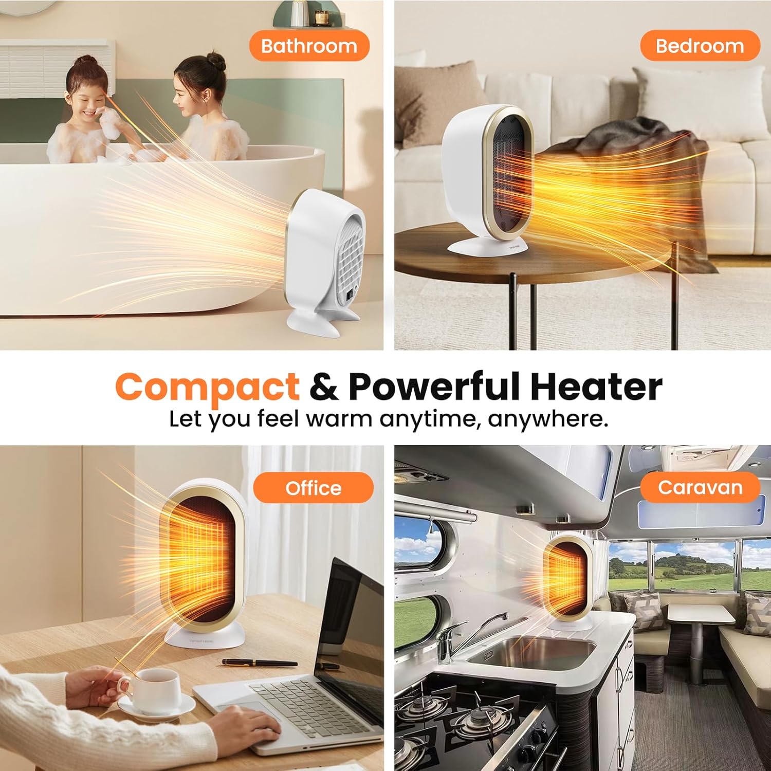 Tiptop Home Electric Space Heater with PTC Ceramic Fast Heating and Safety