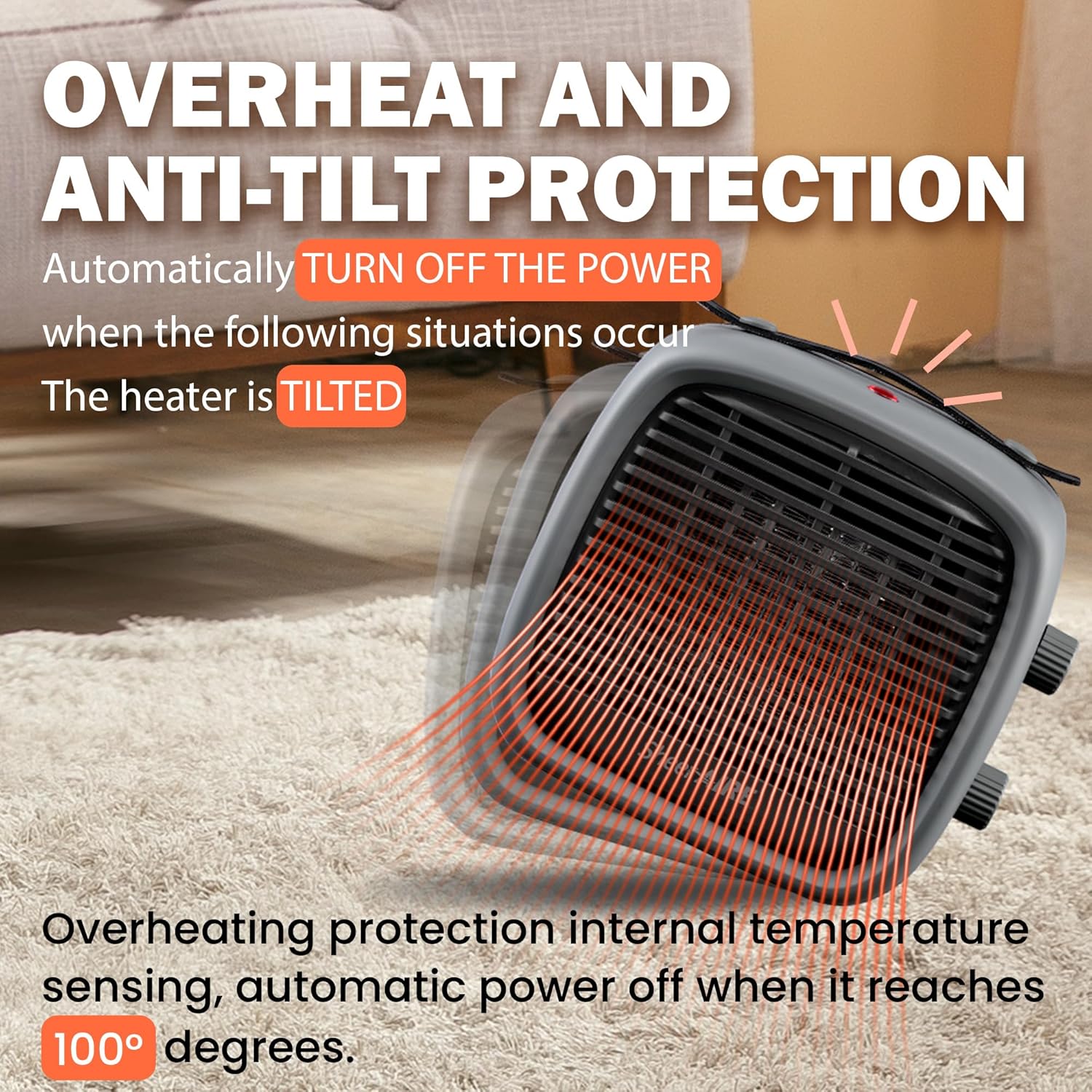 700W 1200W Ceramic Heater with 9 Modes and Handle