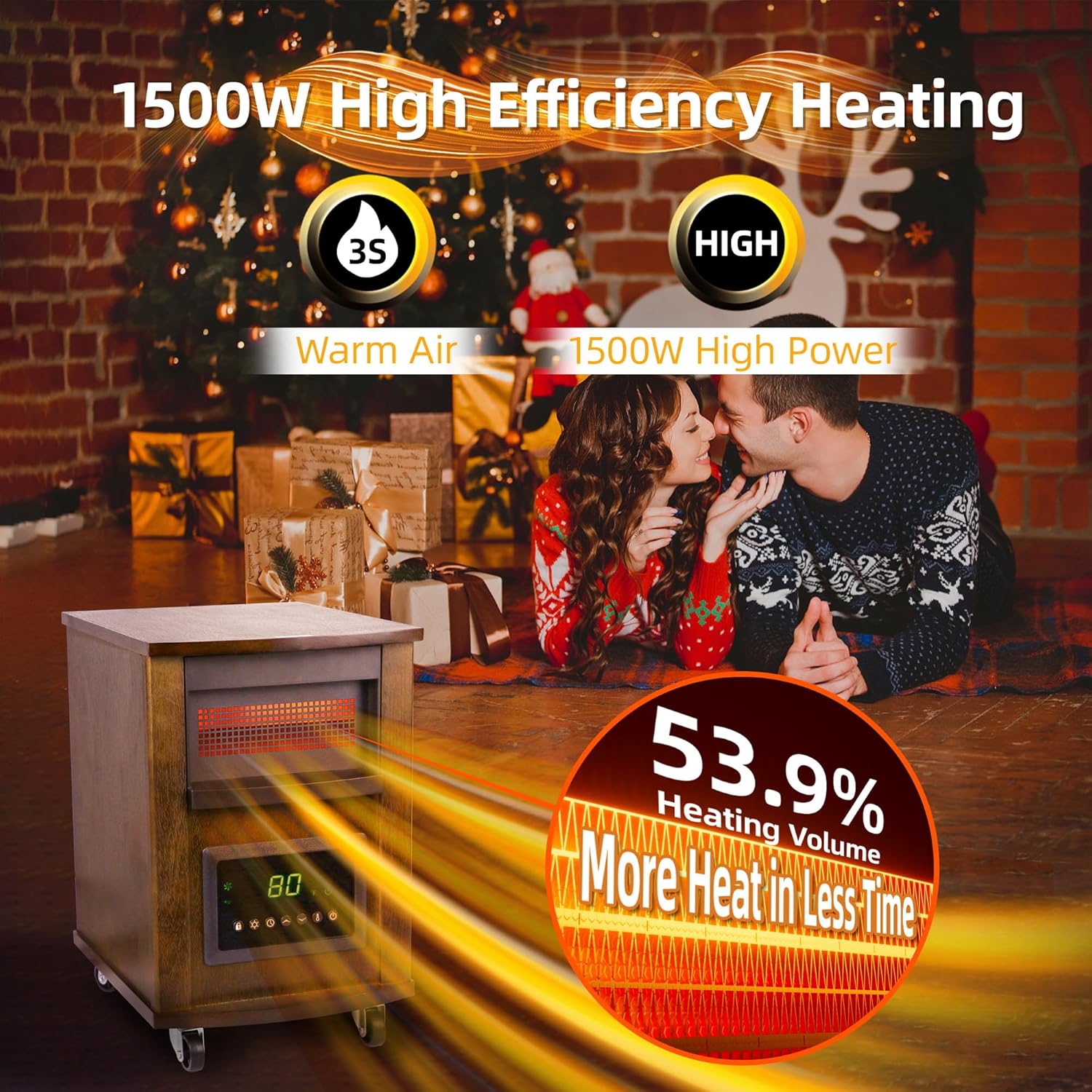 RealSmart 1500W Quartz Infrared Heater with Remote Control and 3 Modes 1