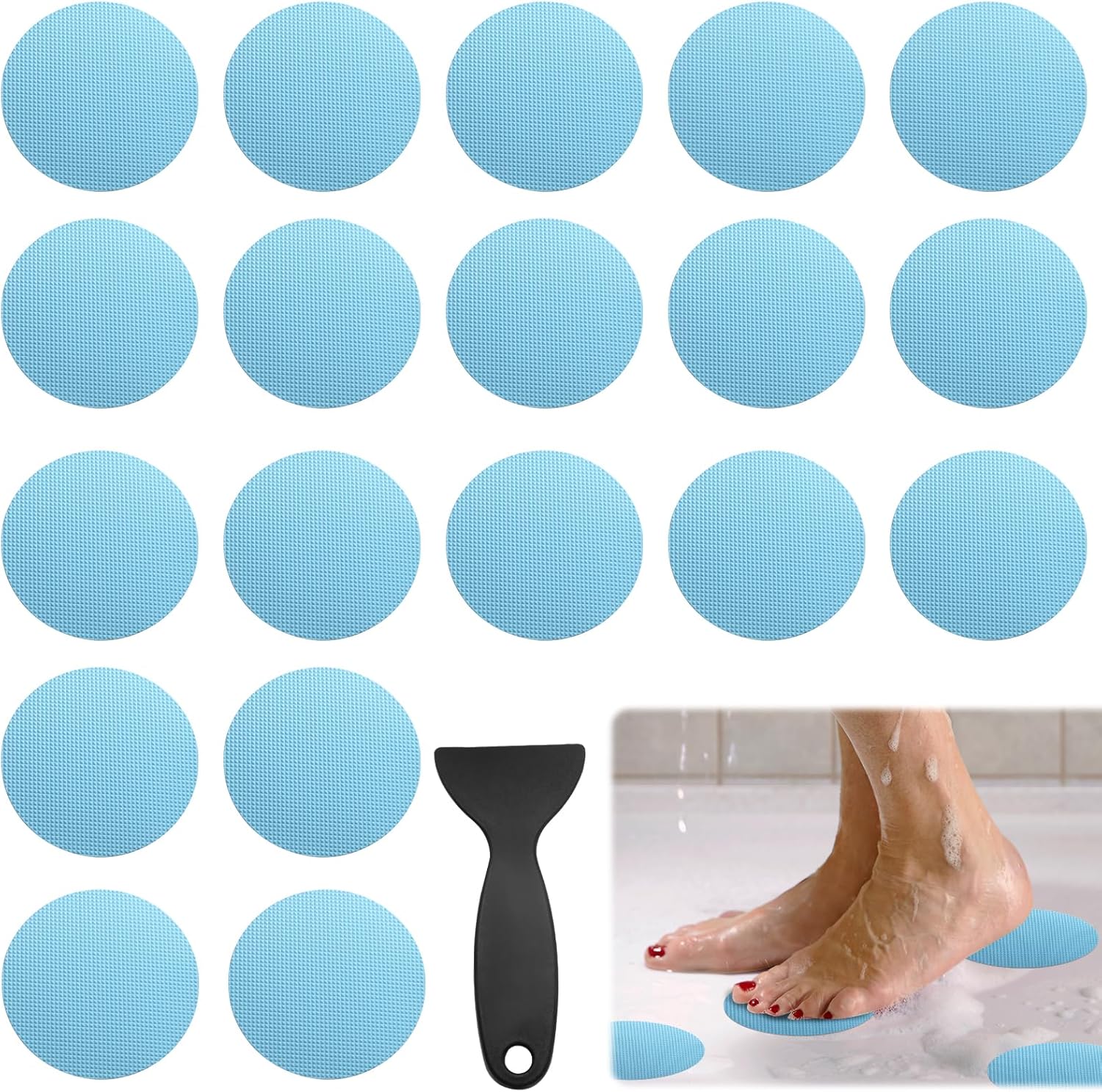 24 PCS Non Slip Bathtub Stickers Blue Round Anti Slip Decals