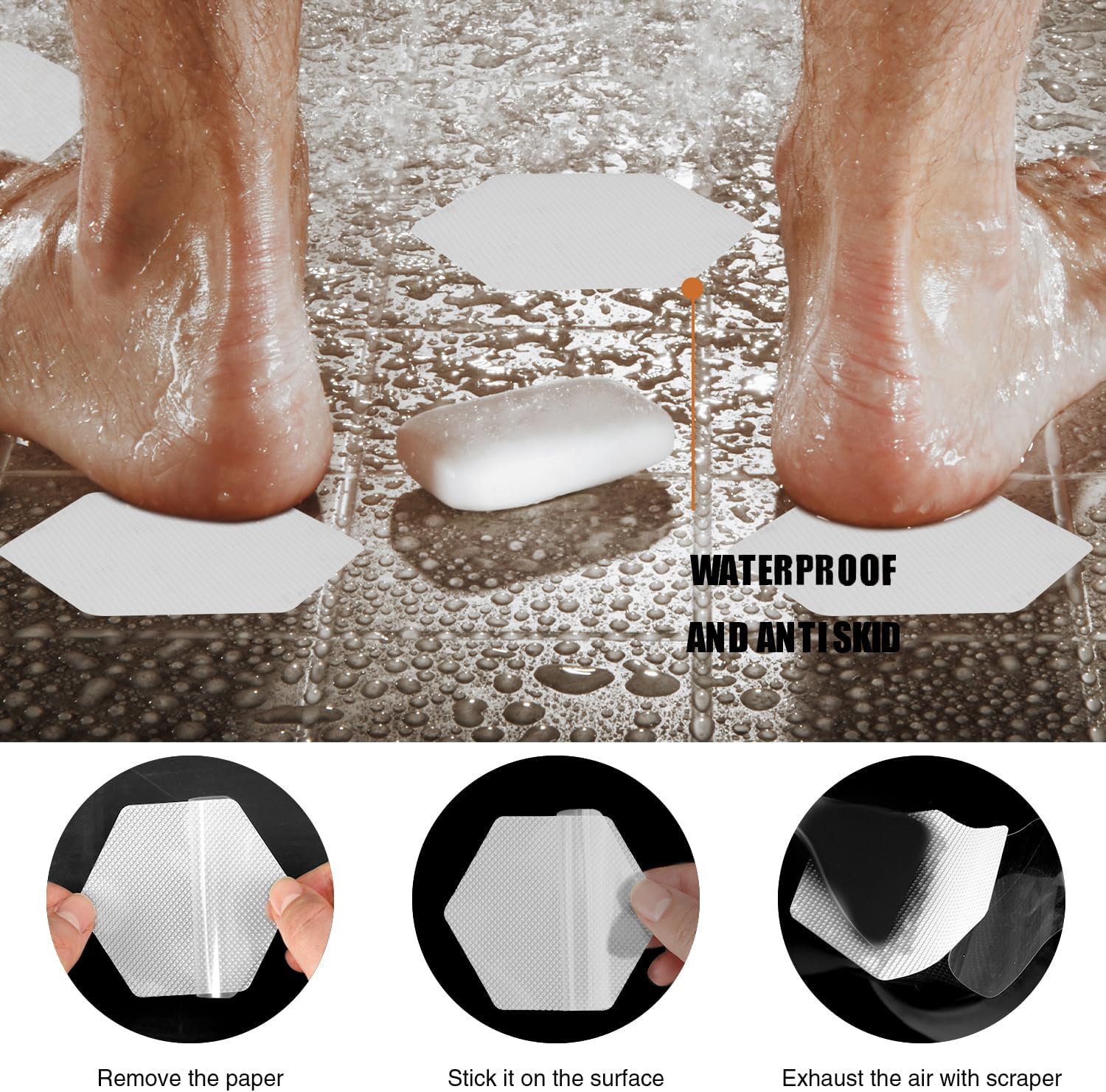 Secopad Bathtub Stickers Non-Slip 12 PCS Safety Treads