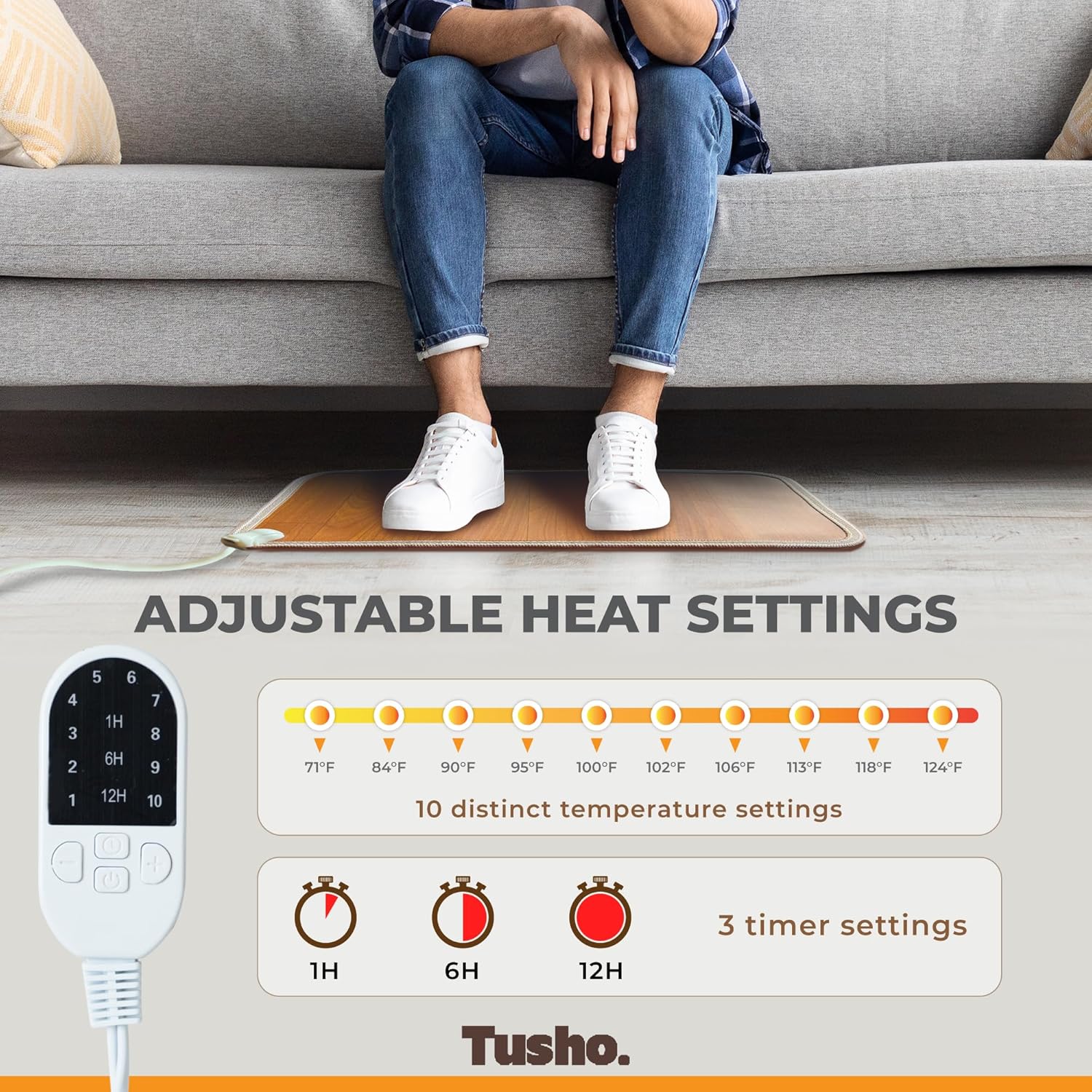 Tusho Electric Floor Mat Under Desk - 197x118in Foot Warmer