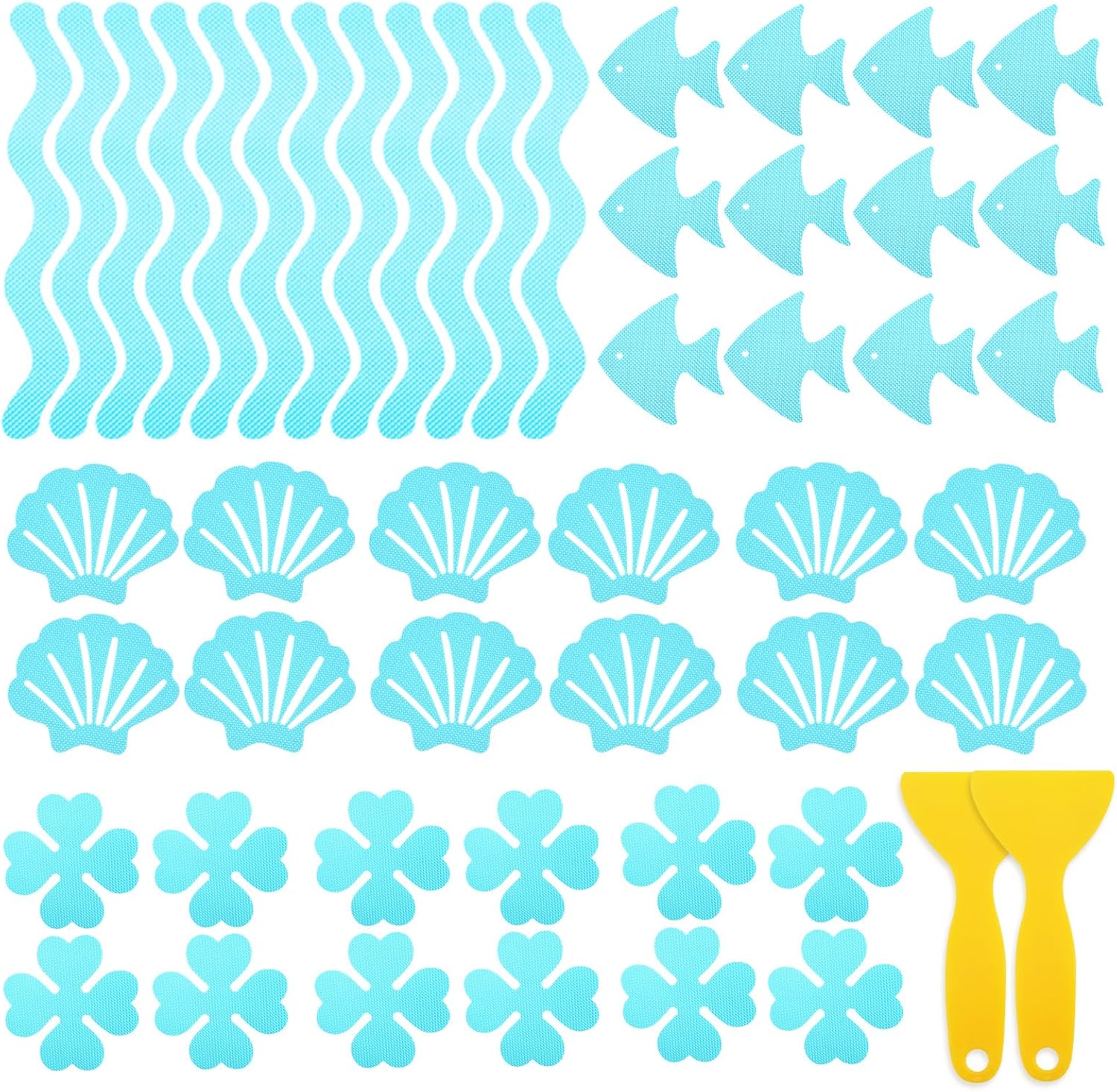 48Pcs Blue Bathtub Stickers Non-Slip Safety Decor