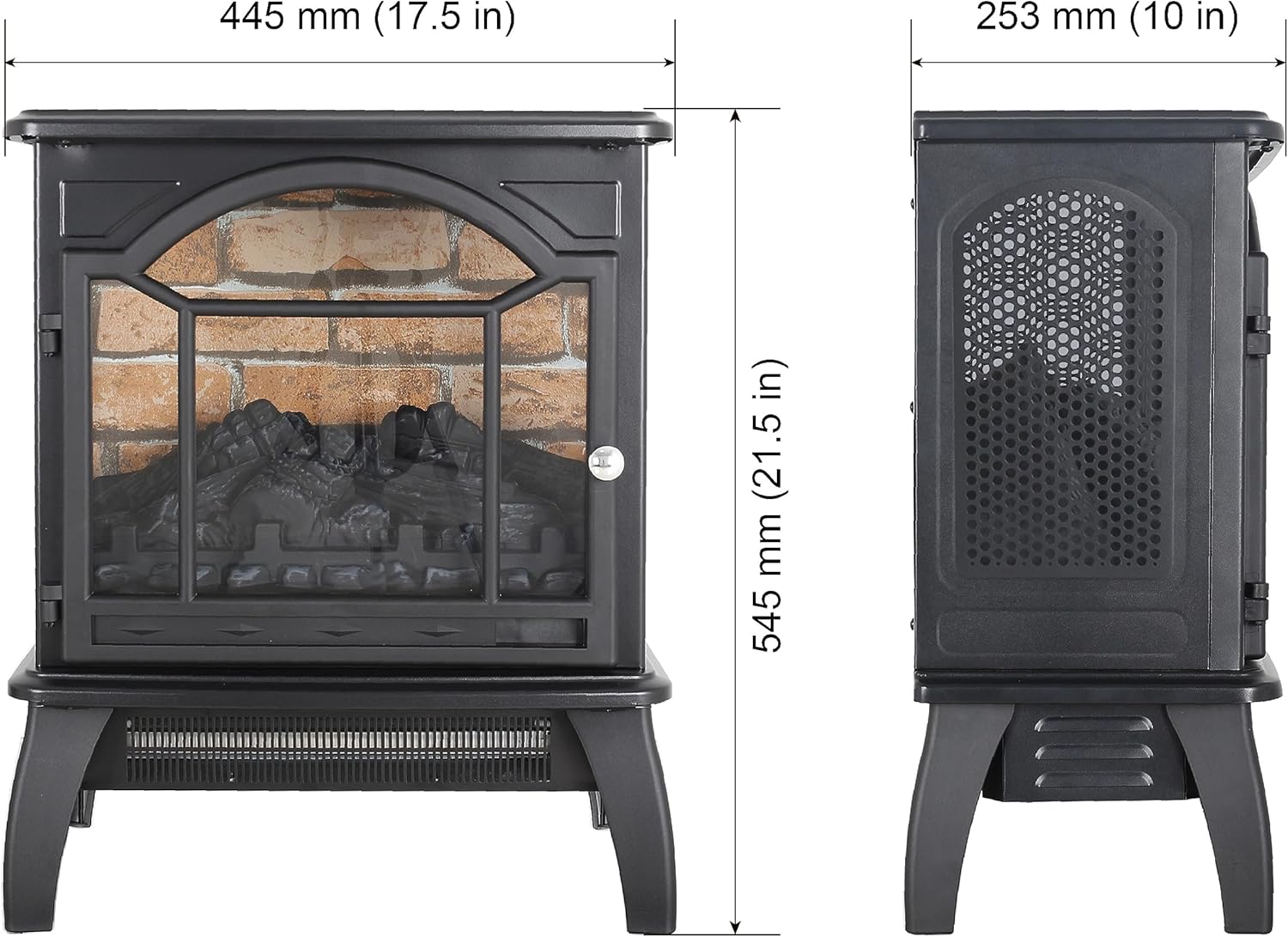 Electric Fireplace Infrared Heater With Remote 18 Black