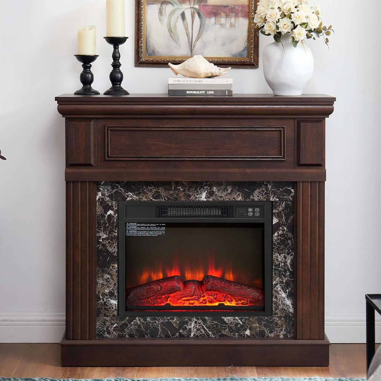43 Electric Fireplace with Mantel and TV Stand