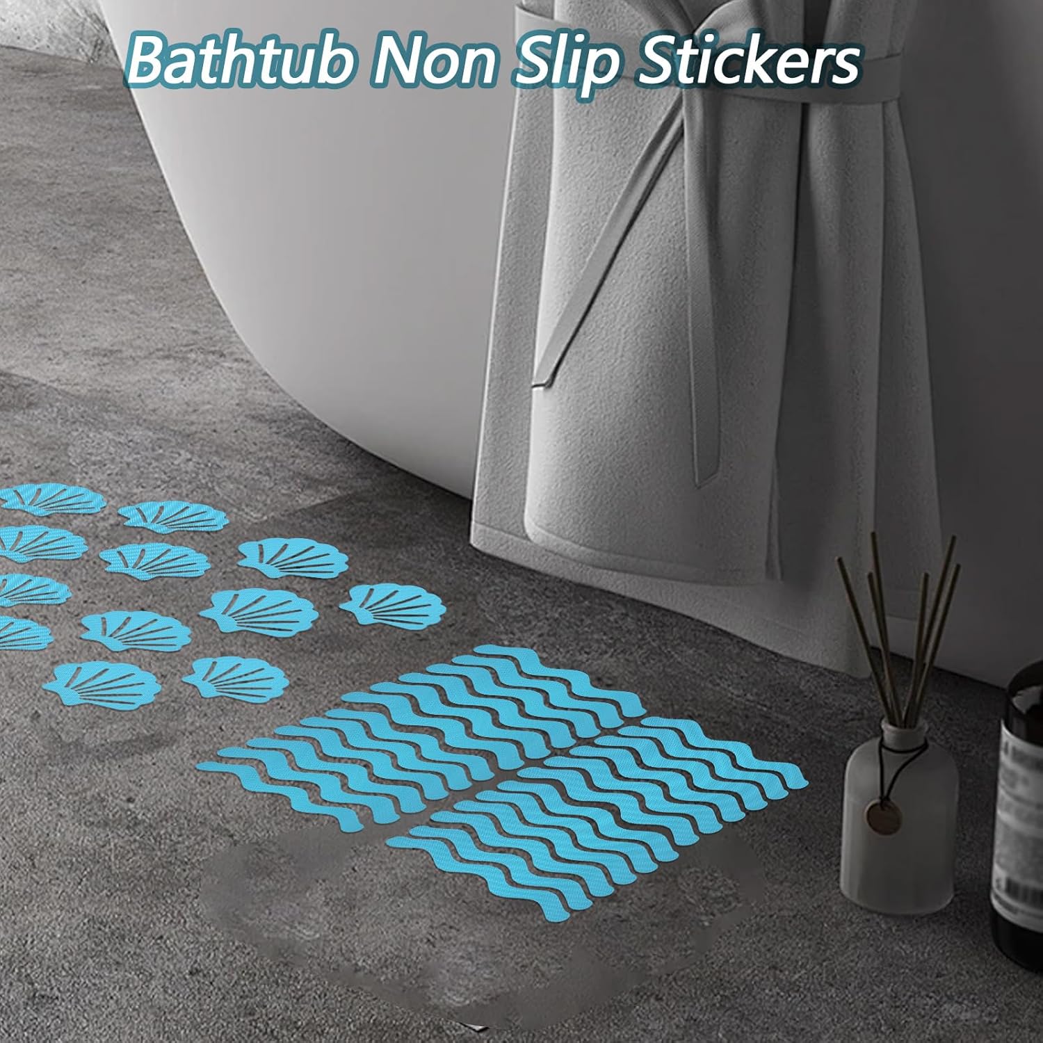 48Pcs Blue Bathtub Stickers Non-Slip Safety Decor