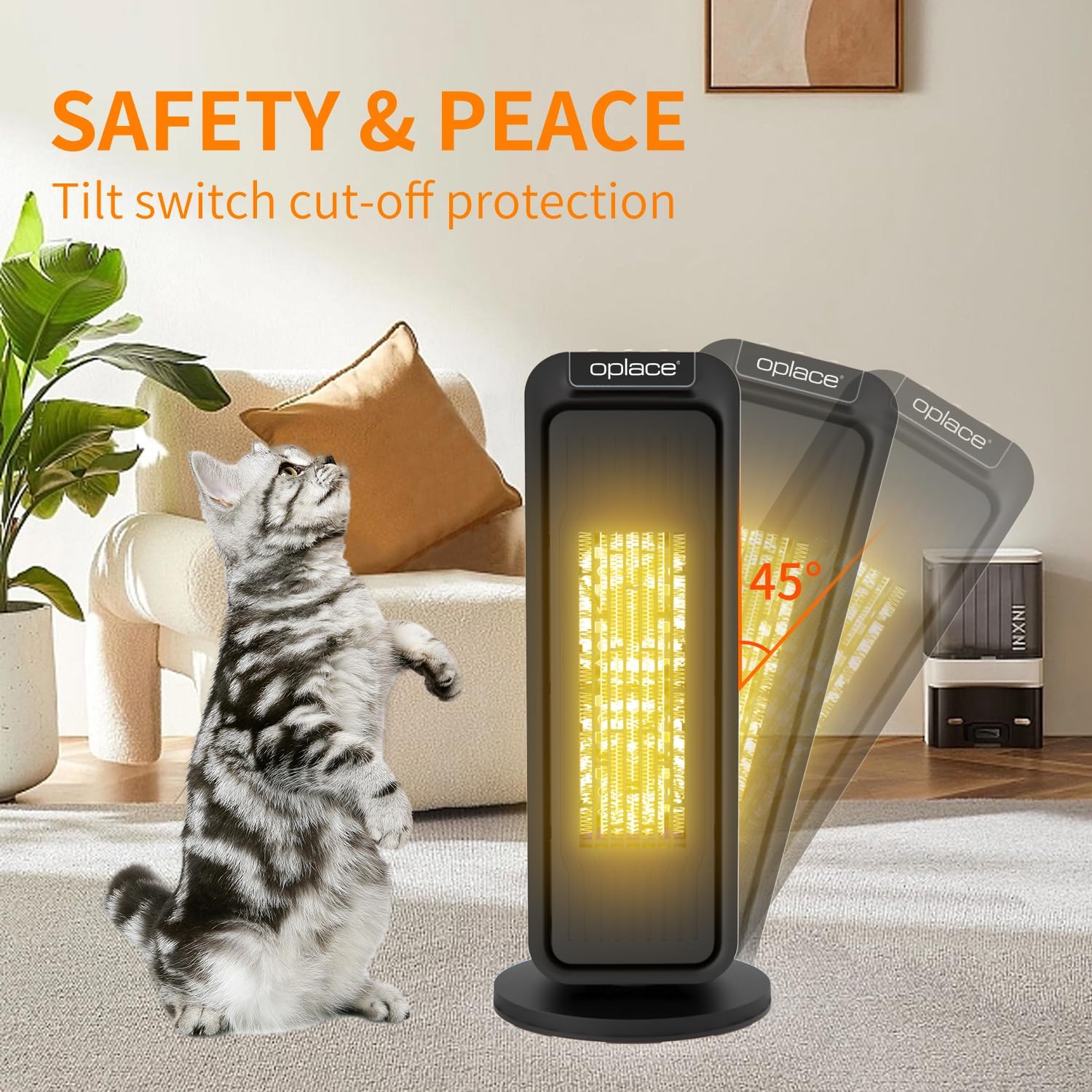 1500W Tower Heater with Remote Control and Thermostat