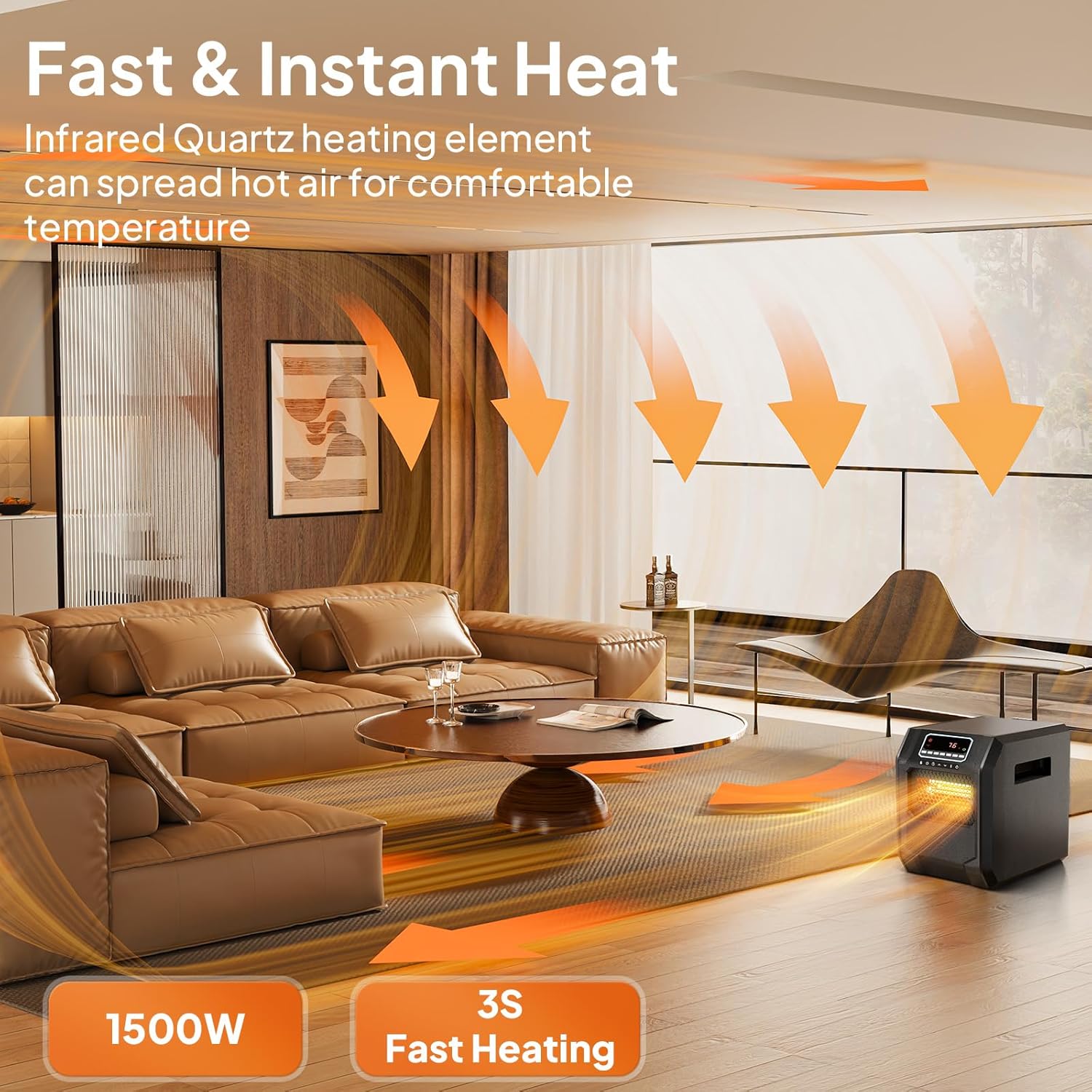 ZOKOP 750W 1500W Infrared Space Heater with Remote Control