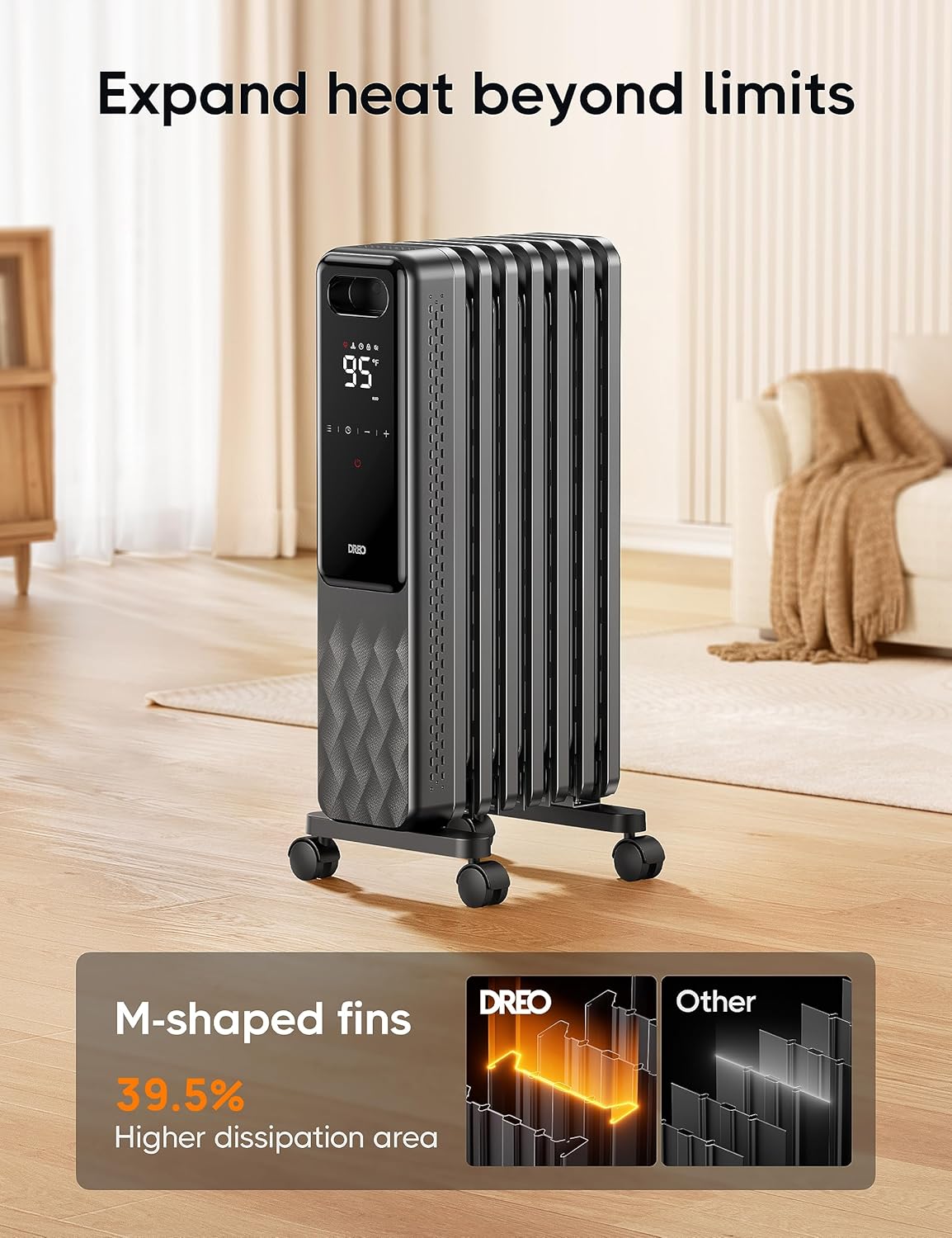 Dreo Oil Filled Radiator Heater with Remote Control and 4 Modes