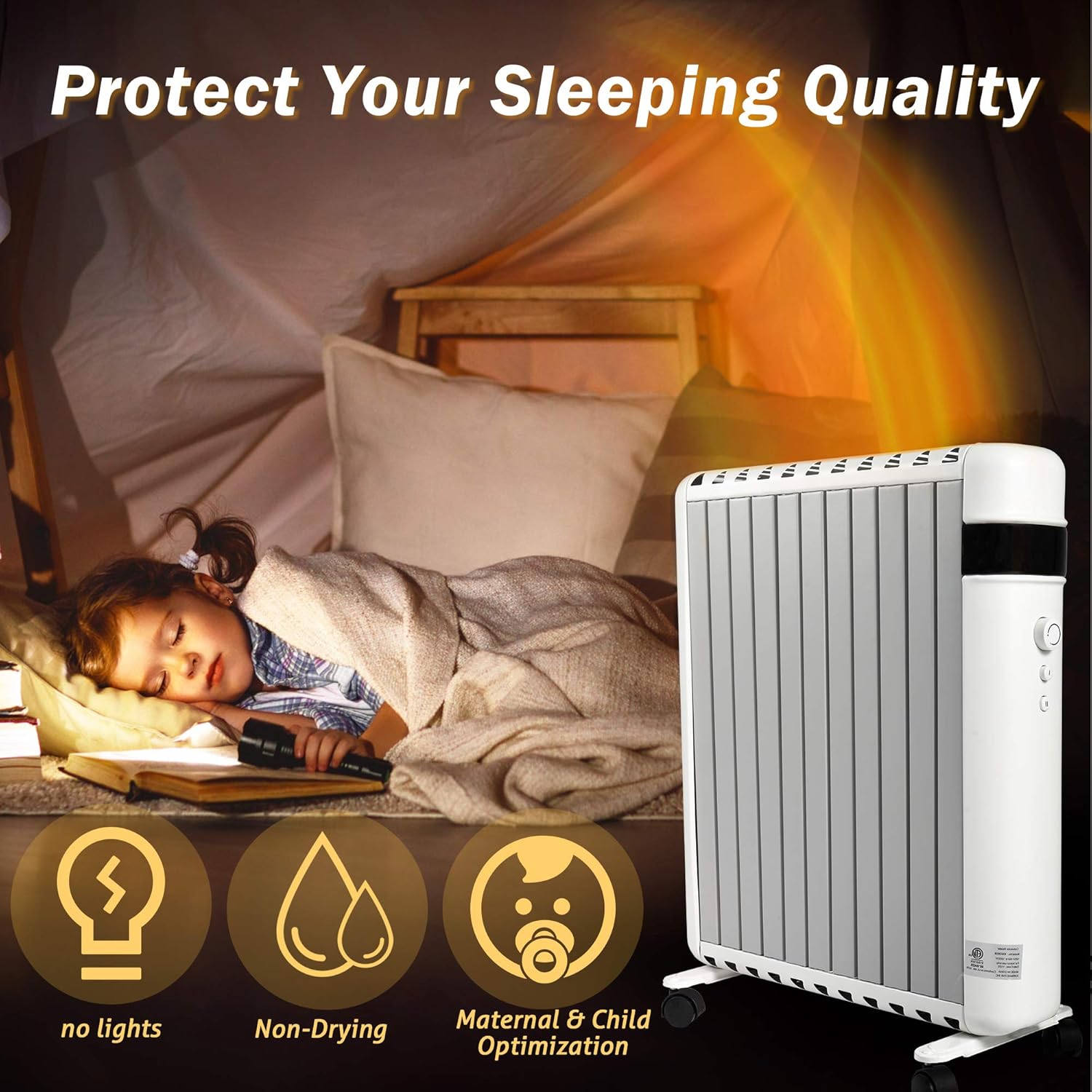 E-Macht 1500W Electric Space Heater with Dual Safety and Adjustable Temperature