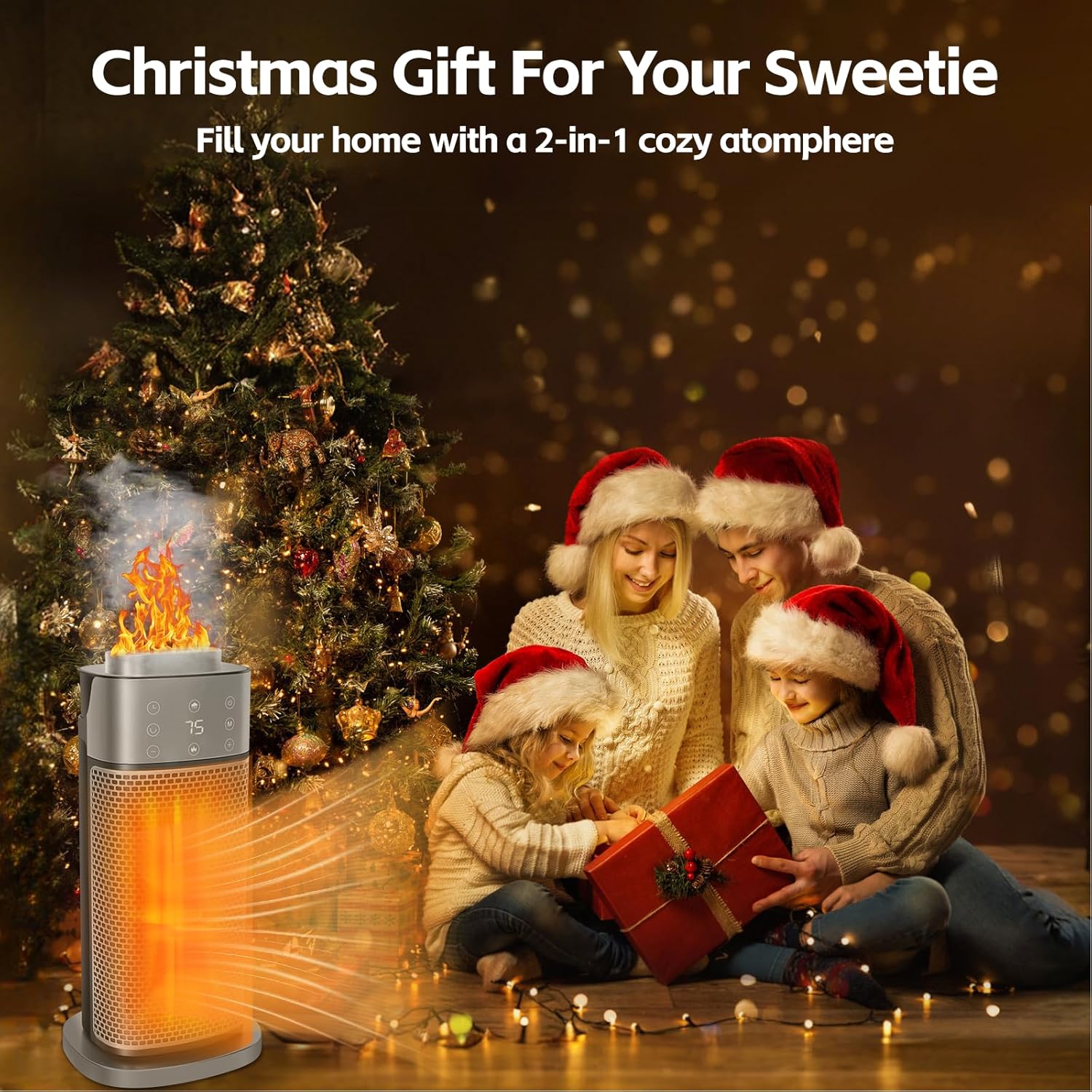 Wobuzhi 1500W PTC Ceramic Space Heater with Timer Humidifier