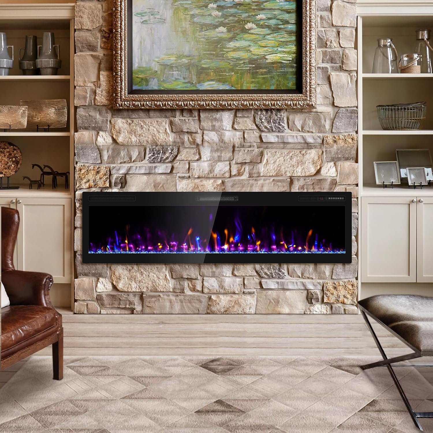 68 Electric Fireplace with HD Flame and Remote Control