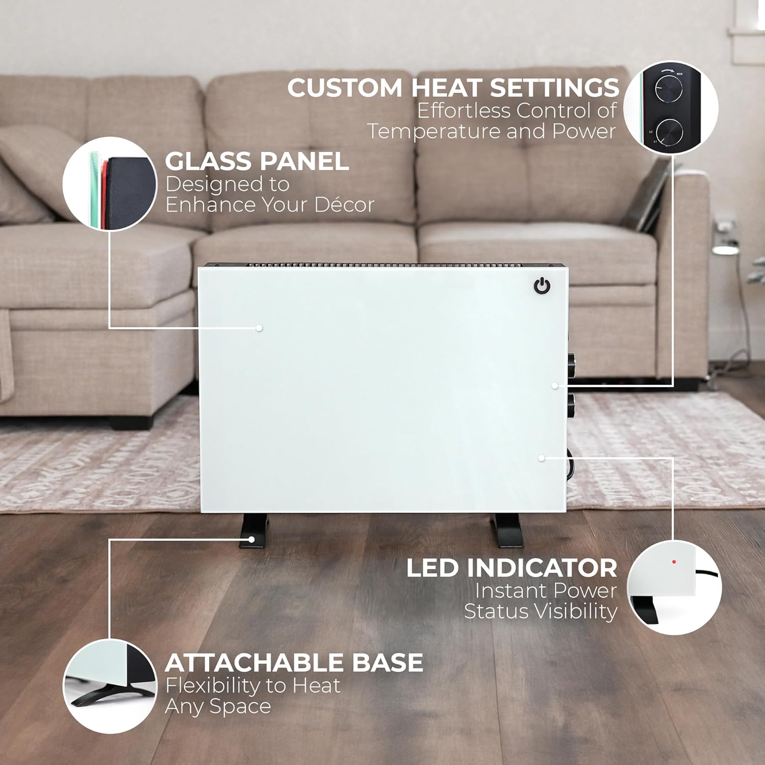 EconoHome Convection Heater - 750W 1500W Quiet Clean