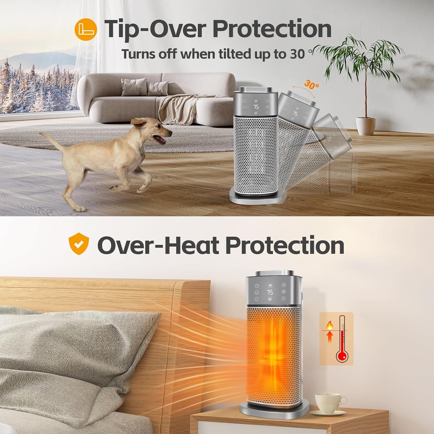 Wobuzhi 1500W Space Heater with Thermostat and Humidifier