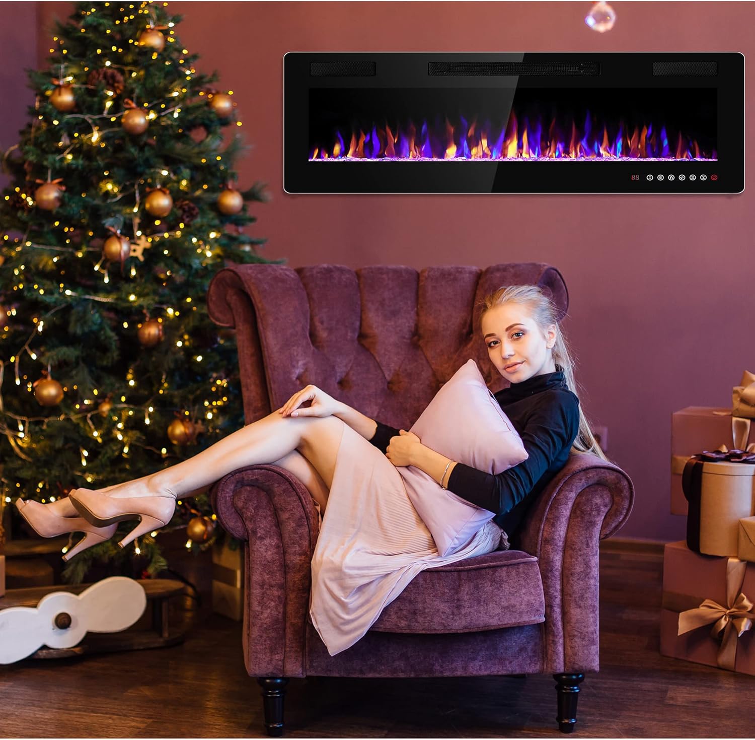 36 Inch Electric Fireplace with Timer and Remote Control