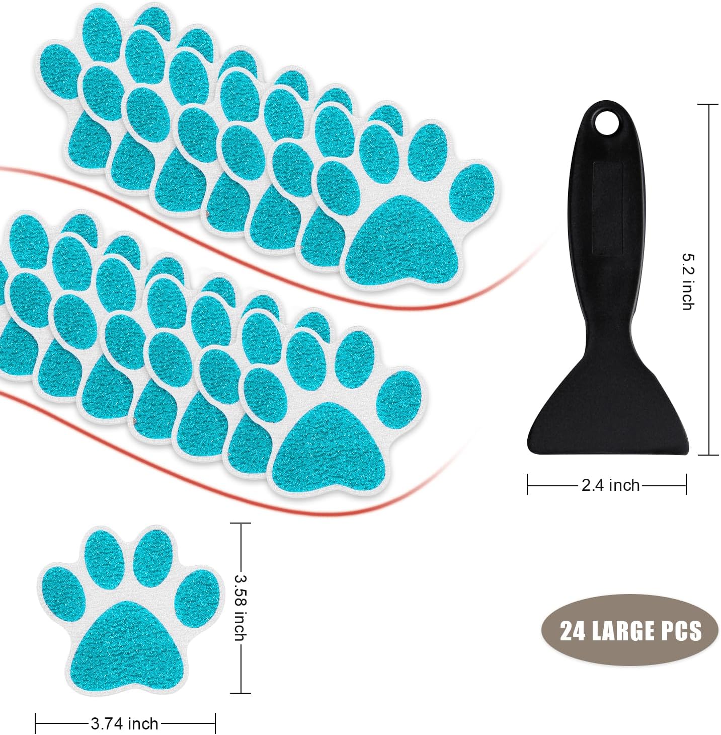 Secopad Non Slip Bathtub Stickers 24pcs Bear Paw Decal
