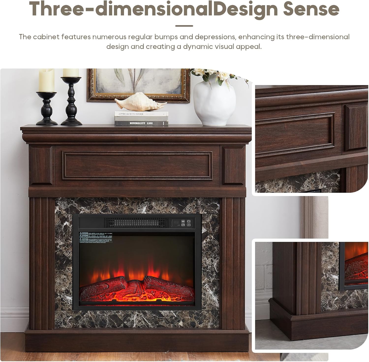 43 Electric Fireplace with Mantel and TV Stand