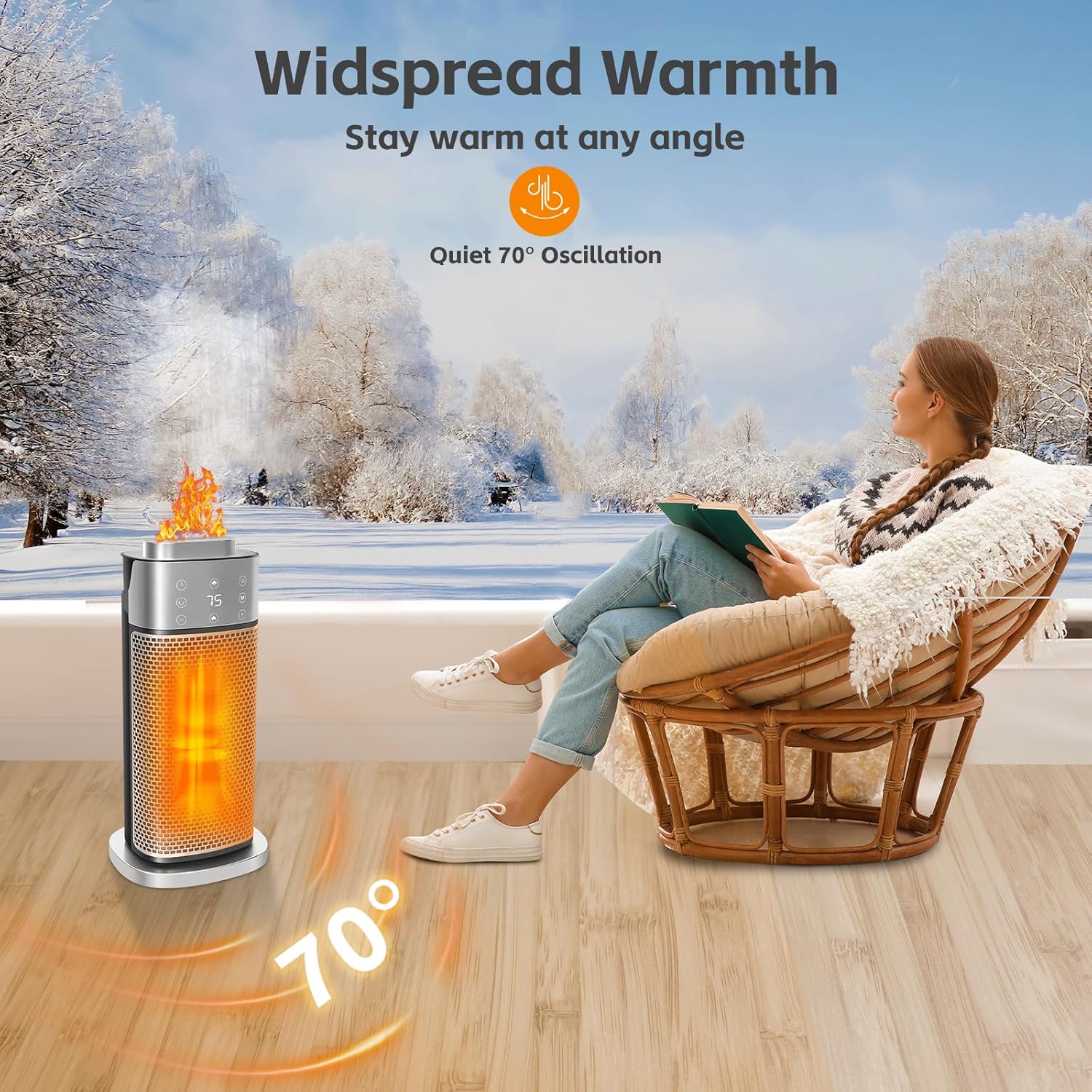 Wobuzhi 1500W PTC Ceramic Space Heater with Timer Humidifier