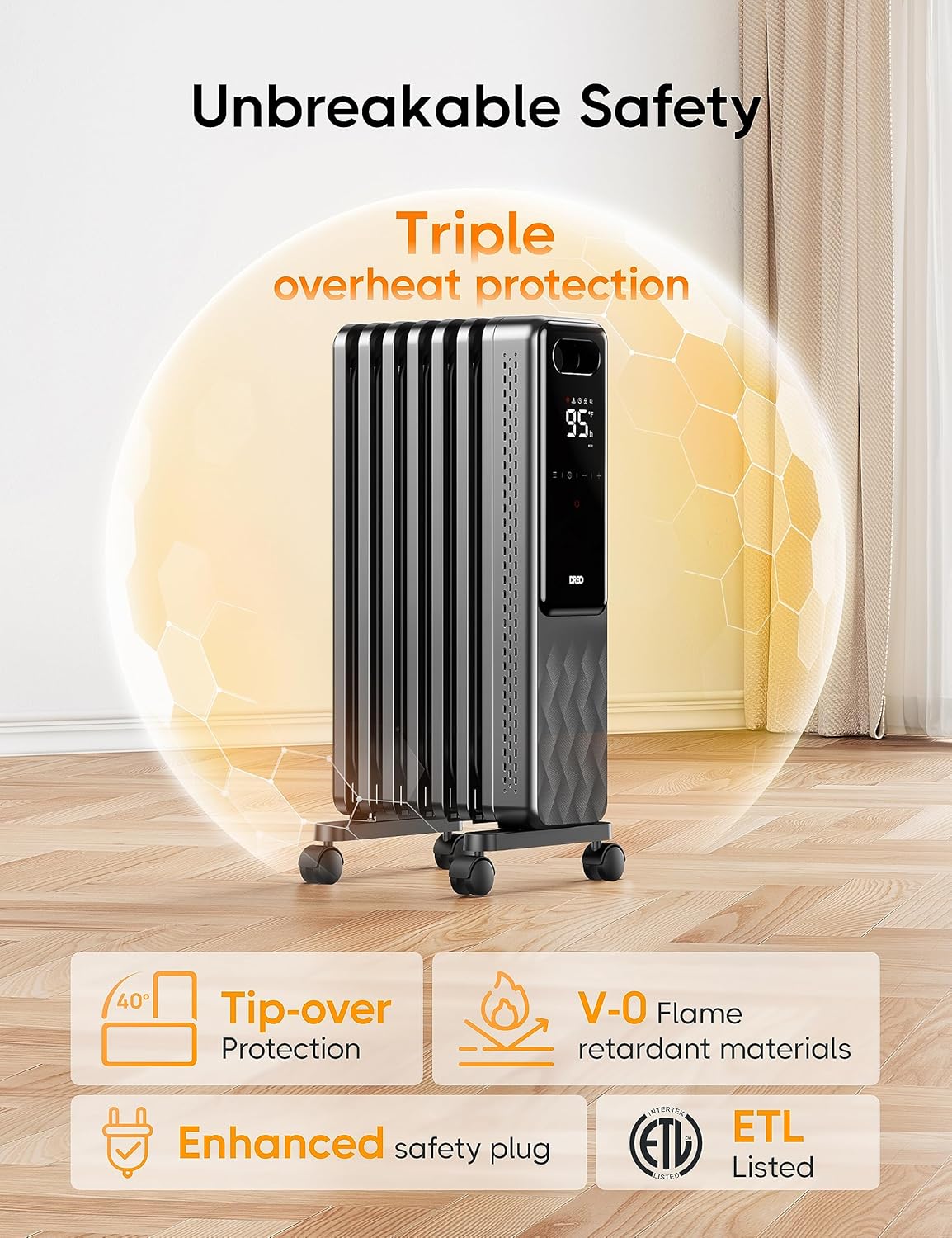 Dreo Oil Filled Radiator Heater with Remote Control and 4 Modes