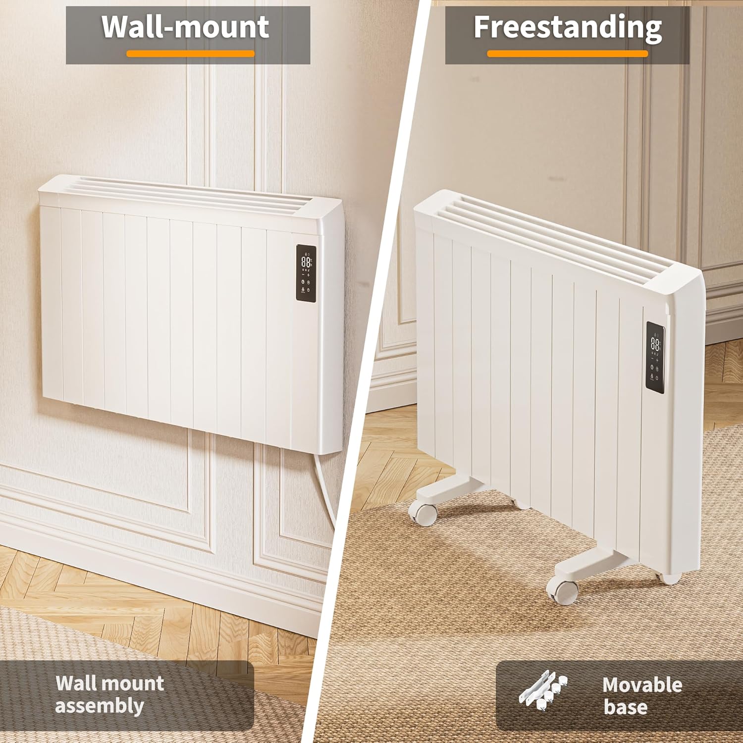 Fierscial 1500W Fanless Electric Wall Heater White