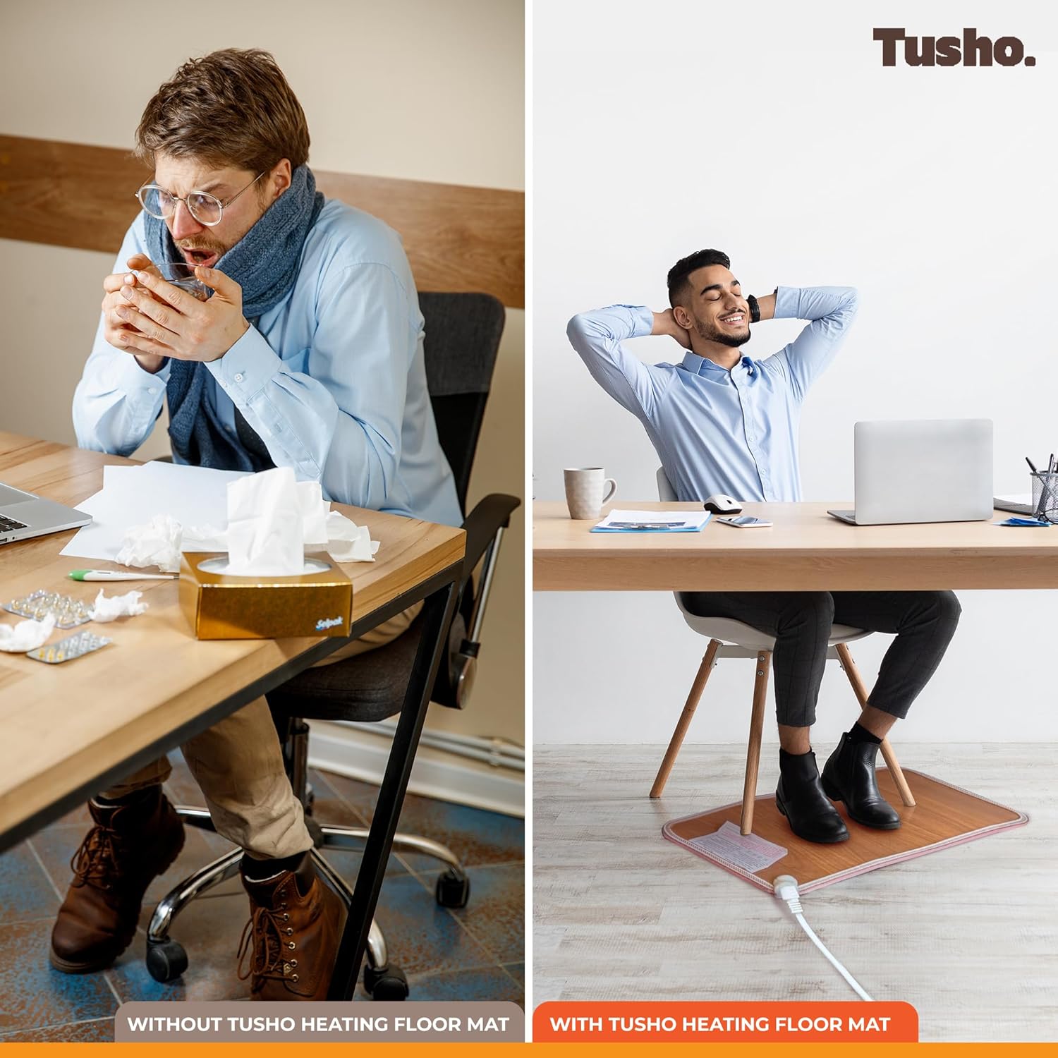 Tusho Electric Floor Mat Under Desk - 197x118in Foot Warmer