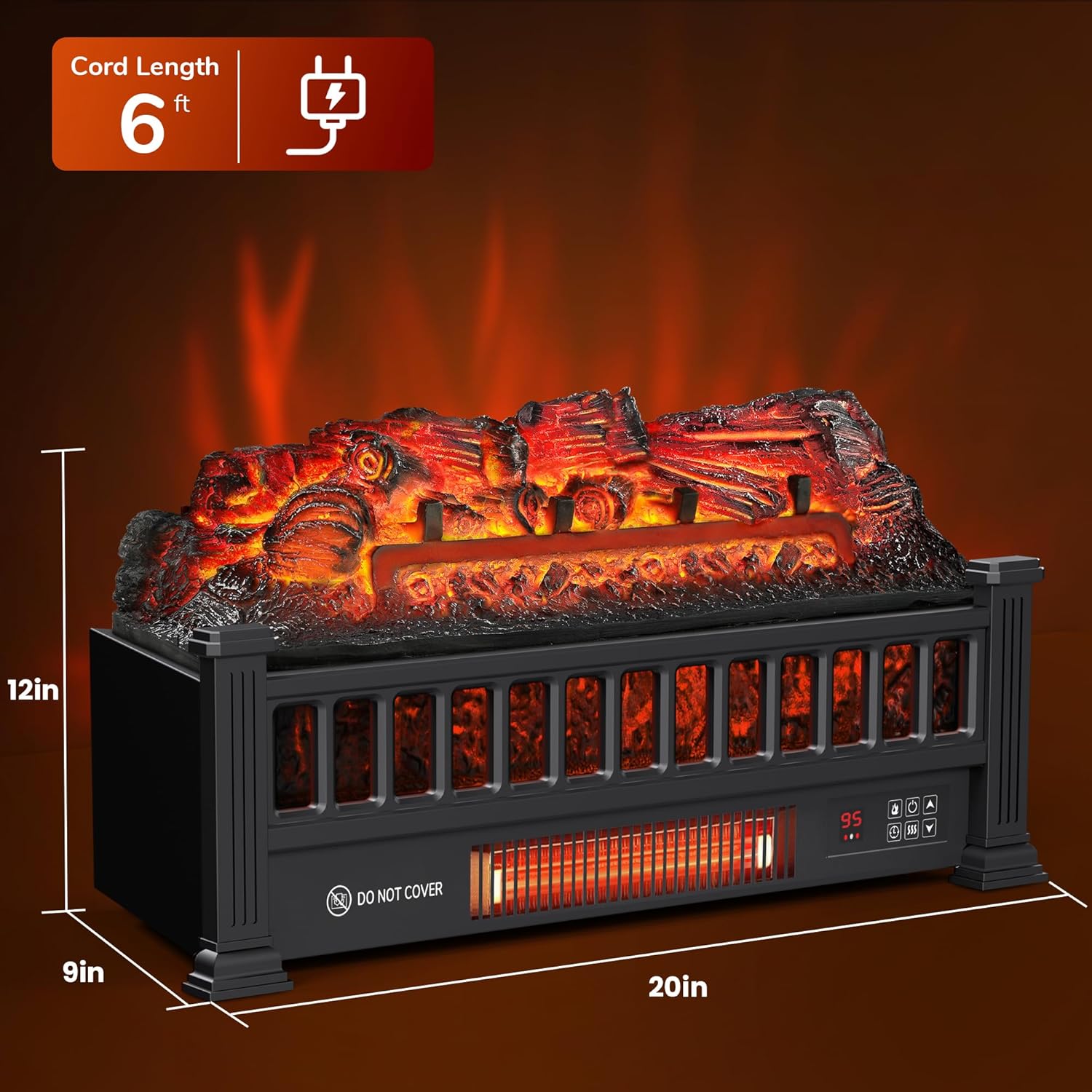 Alpaca Electric Fireplace Logs 20-Inch Black 1500W