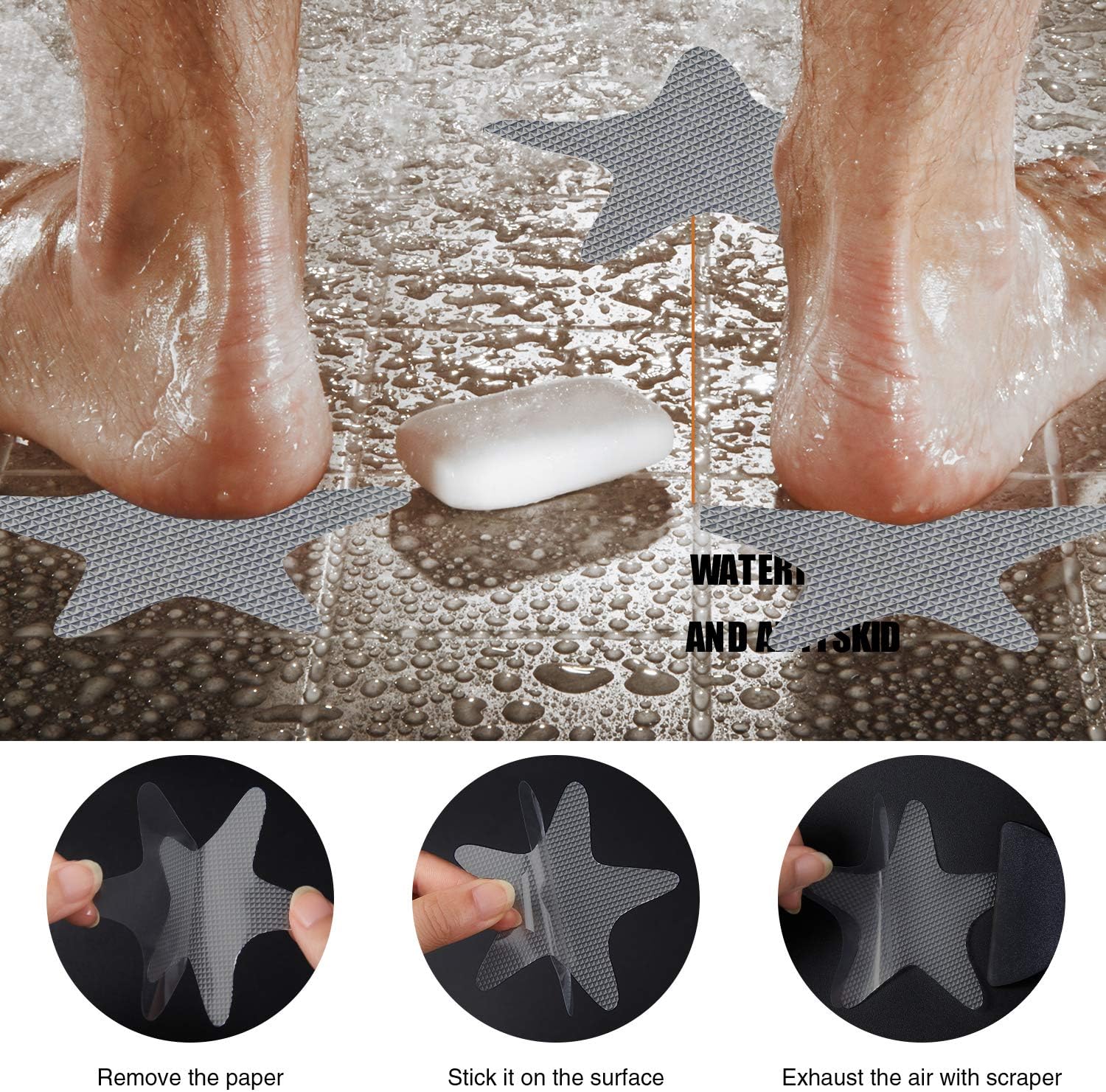 Anti Slip Bathtub Stickers 24PCS with Premium Scraper