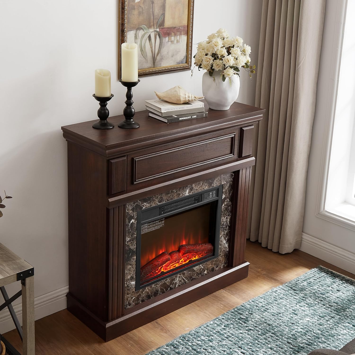 43 Electric Fireplace with Mantel and TV Stand